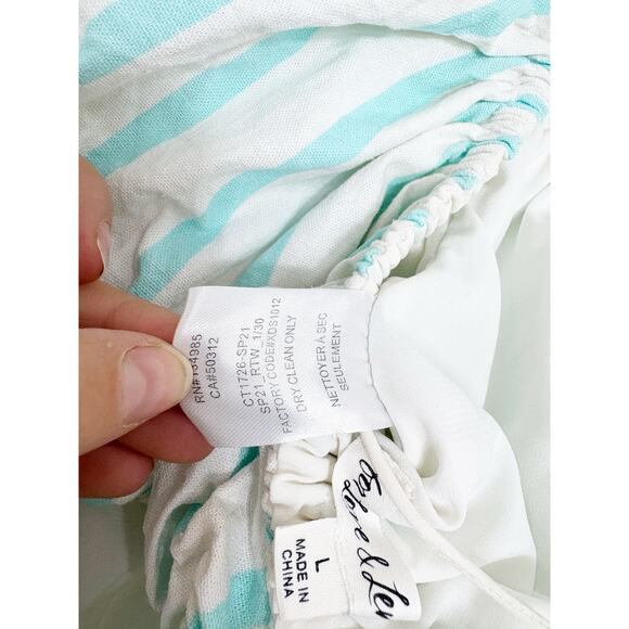 For Love & Lemons Myla Crop Top Size Large Tie Back Striped Puff Sleeve Preppy - Picture 6 of 12